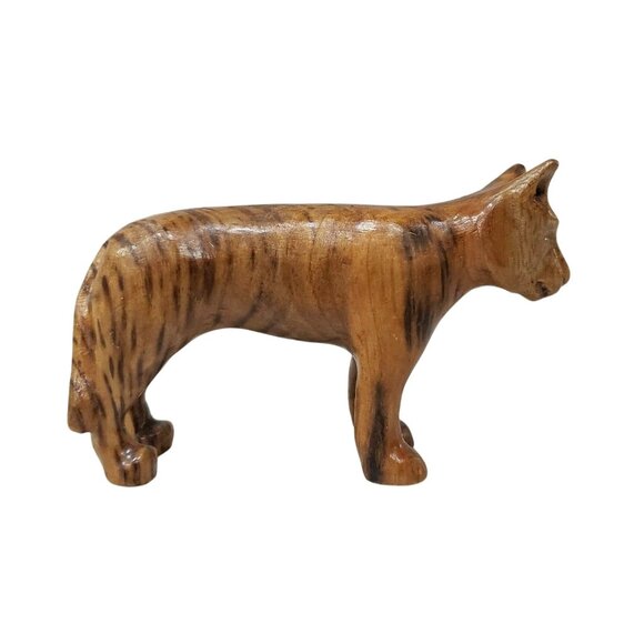 Hand Carved Wooden Tiger Figurine Animal Decor Wood Cat Bill Payne Oklahoma - Picture 6 of 8